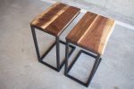 Live-edge walnut C-table | End Table in Tables by Hazel Oak Farms. Item made of walnut with steel works with minimalism & mid century modern style