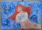 La Luna es una mujer | Oil And Acrylic Painting in Paintings by Elena Parau. Item composed of paper compatible with boho and minimalism style