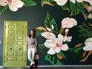 Big Floral Face Mural: Interior Drywall | Murals by JUURI. Item composed of synthetic