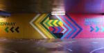 8th & J Street bike/pedestrian tunnels | Street Murals by Graham Edwards Art. Item made of synthetic