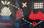 Signs of the Universe | Mixed Media by Paula Saslow, Copper Rose Art. Item made of canvas works with contemporary & urban style