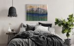 PEAKS PASTEL Mountain Landscape Wall Tapestry | Wall Hangings by Wallflowers Hanging Art. Item made of oak wood with wool works with boho & country & farmhouse style
