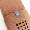 Felt cutlery holder with little squares and leather detail | Utensils by DecoMundo Home. Item made of synthetic works with minimalism & art deco style