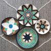 4 Pieces Natural Blue Wall Hanging African Wall Basket | Decorative Plate in Decorative Objects by Sarmal Design. Item made of bamboo & cotton compatible with boho and mid century modern style