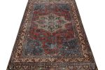 Vintage Zeki Müren Rug in Red & Blue Geometric patterns | Area Rug in Rugs by Rug and Kilim