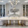 Cashmere White Brass Trio Table | Dining Table in Tables by YJ Interiors. Item composed of oak wood and brass in contemporary or eclectic & maximalism style