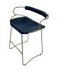 ¨Hug¨Kitchen Bar Stool w/backrest Brass Steel &Natual Leath | Chairs by Jover + Valls. Item composed of steel and leather