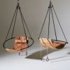 Modern Minimal Genuine African Leather Swing Chair | Easy Chair in Chairs by Studio Stirling. Item composed of steel & leather compatible with minimalism and coastal style