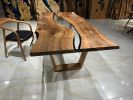 Special Ultra Transparent Resin Desk, Christmas Gift | Dining Table in Tables by Gül Natural Furniture. Item composed of walnut in country & farmhouse or japandi style