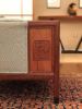 Club Chair with Ming Carving | Chairs by Brian Holcombe Woodworker. Item composed of wood & fabric