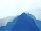 Sunrise Mountains IV: 18 x 23" abstract cyanotype/ monotype | Photography by Christine So. Item composed of cotton & paper compatible with boho and minimalism style