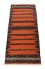 Vintage Afghan Kilim in Orange with Geometric Stripes | Area Rug in Rugs by Rug and Kilim. Item made of wool