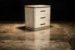 Bedside Table in Gray Birdseye Maple & Bronze by Costantini | Tables by Costantini Design. Item made of wood with bronze works with contemporary & modern style