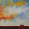 Red Barn Big Sky | Oil And Acrylic Painting in Paintings by Kathleen Keifer. Item made of canvas with synthetic