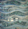 Flow | Mixed Media in Paintings by Nadia Fairlamb Art. Item composed of wood & copper compatible with minimalism and coastal style