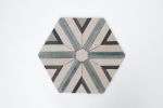 Shadow White & Teal Blue Large Diamond Mosaic Tile | Tiles by Mosaics & Company LLC (mosaics.co). Item made of stone works with boho & mid century modern style