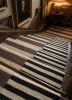 Handwoven Wool Stair Runner Rug | Mocha, Black, White Stripe | Rugs by Evergreen Carpets. Item composed of wool compatible with boho and minimalism style