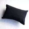 Ebony Black Grey Handwoven Lumbar Pillow | Pillows by ichcha. Item composed of cotton
