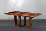 Yew Table with resin and Cross Trapeze Legs. Jonathan Field | Dining Table in Tables by Jonathan Field. Item composed of wood & synthetic