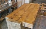 Hand Hewn Oak Beam Bench/table — Reclaimed Timbers | Coffee Table in Tables by Paul's Green Barn. Item made of oak wood compatible with japandi and rustic style