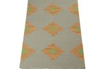 Rug & Kilim’s Tribal style Kilim in Grey with Gold & Green | Area Rug in Rugs by Rug and Kilim. Item made of wool