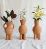 V-Neck Two Legged Terracotta Vase | Vases & Vessels by Aman Khanna (Claymen)