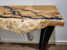 Resin Lichtenberg Figure Live Edge Oak Table Standard Depth | Console Table in Tables by Cutting Edge Creations. Item made of oak wood works with contemporary & modern style