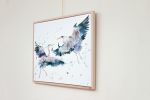 Herons in Flight No. 8 : Original Watercolor Painting | Paintings by Elizabeth Becker. Item composed of canvas in minimalism or contemporary style