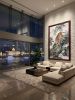 Hand-Painted Silk Tiger Mountain Landscape Wall Art | Oil And Acrylic Painting in Paintings by Dynasty Artisan. Item composed of wood and fabric in contemporary or eclectic & maximalism style