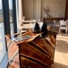 Sculptural Black Acacia & Resin Beverage Cart | Storage by DapperwoodSF