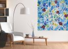 Blue (48x48x1.5) | Oil And Acrylic Painting in Paintings by Valerie Capewell. Item made of synthetic compatible with contemporary style