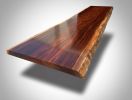Bespoke Live Edge Tang Single Slab Executive Desk & Table IV | Communal Table in Tables by Dynasty Artisan. Item made of wood works with minimalism & contemporary style