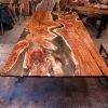 Carob & Copper Resin River Dining Table | Tables by Lumberlust Designs. Item made of wood with copper