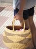 Natural/Black Diamond Pattern Bolo Basket | Storage Basket in Storage by AKETEKETE. Item composed of fiber compatible with minimalism and country & farmhouse style