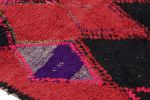 Vintage Moroccan Rug in Pink with Black Diamond Medallions | Area Rug in Rugs by Rug and Kilim