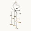 Emily V10 Pendant Light – Gold Semi-Matte | Chandeliers by MOSS Objects. Item made of oak wood with steel works with contemporary & modern style