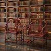 Heritage Prince Kung's Longevity Horseshoe Armchair Trio Set | Chairs by Dynasty Artisan. Item composed of wood in minimalism or eclectic & maximalism style