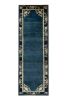 Vintage Chinese Deco style runner in Deep Blue, Off white | Area Rug in Rugs by Rug and Kilim