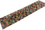 Vintage Mid-Century Geometric Green And Multi-Color Wool | Area Rug in Rugs by Rug and Kilim