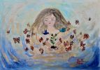 Cosechando sueños | Oil And Acrylic Painting in Paintings by Elena Parau. Item composed of paper compatible with boho and contemporary style