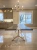 Frosted river resin epoxy wishbone table | Dining Table in Tables by YJ Interiors. Item made of walnut & metal compatible with mid century modern and contemporary style