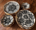 Handmade Floral Ceramic Plate with 22K Gold Accents | Ceramic Plates by Hsieh Clay SF. Item composed of ceramic