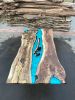 Turquoise Epoxy Resin River Live Edge Custom Dining Table | Tables by Tinella Wood. Item composed of walnut in boho or minimalism style