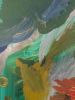 The Green Petal | Oil And Acrylic Painting in Paintings by Parineeta Patel- Nature Inspired Cosmic Abstracts. Item composed of canvas compatible with eclectic & maximalism and coastal style