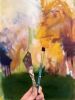 Autumn Shades Triptych | Oil And Acrylic Painting in Paintings by Elisa Gomez Art. Item made of canvas works with mid century modern & contemporary style