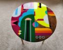 Round Colorful Modern Epoxy Resin Side Coffee Table | Side Table in Tables by Epoxy Coffee Table Shop. Item in boho or contemporary style
