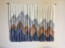 SIERRA NAVY Abstract Mountain Landscape Wall Tapestry | Macrame Wall Hanging in Wall Hangings by Wallflowers Hanging Art. Item composed of oak wood and wool in boho or mid century modern style