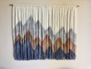 SIERRA NAVY Abstract Mountain Landscape Wall Tapestry | Macrame Wall Hanging in Wall Hangings by Wallflowers Hanging Art. Item composed of oak wood and wool in boho or mid century modern style