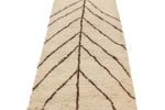 Vintage Moroccan Runner Rug in White with Brown Geometric | Area Rug in Rugs by Rug and Kilim