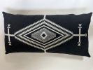Black wool pillow aztec design 32x16 | Pillows by MISA. Item made of wool works with mid century modern & contemporary style